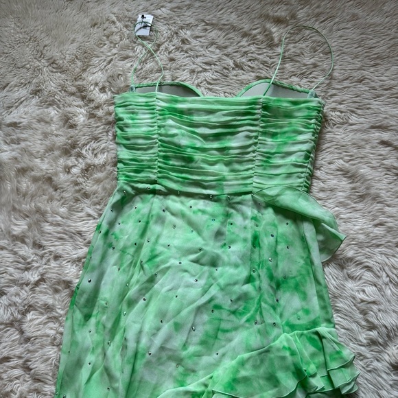 NWT Allessandra Rich Asymmetric Embellished Tie-Dyed Silk Georgette Gown - Picture 5 of 10